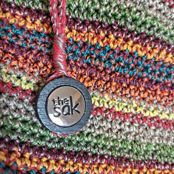 The Sak Satchel Hobo Shoulder Bag Crochet Knit Rainbow Colors‎ Boho Bohemian - Picture 4 of 12